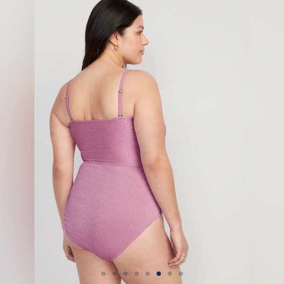 🆕 Old Navy Women’s Convertible Metallic Shine One Piece Swim Swimsuit Shimmer XL - Picture 6 of 16